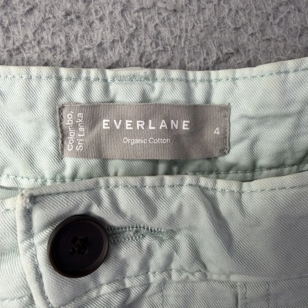Everlane 4 Tourist Shorts Ice Blue High Rise Rolled Hem Summer Travel Comfort